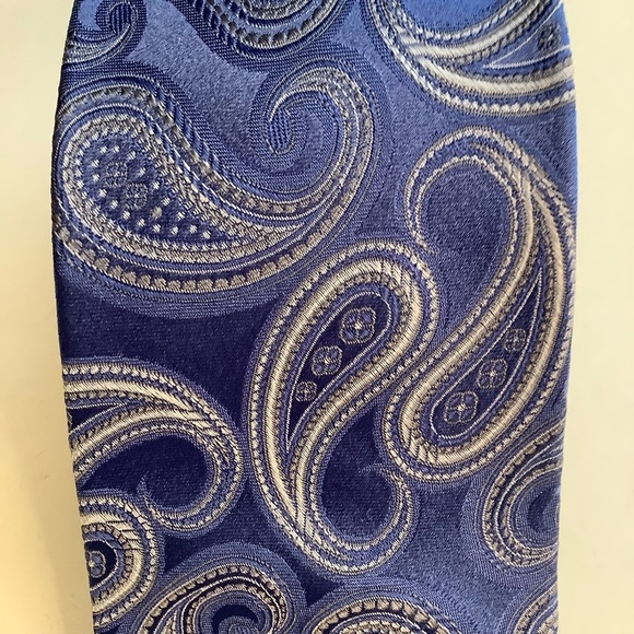 MICHAEL KORS Silk Medium Blue Woven Paisley Tie - Picture 9 of 10